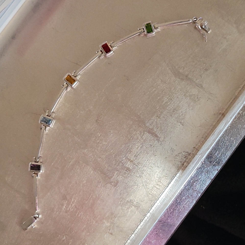 🤍 CHARMING, .925 Silver Semi-precious Faceted Birthstone Bracelet! Like New🤍